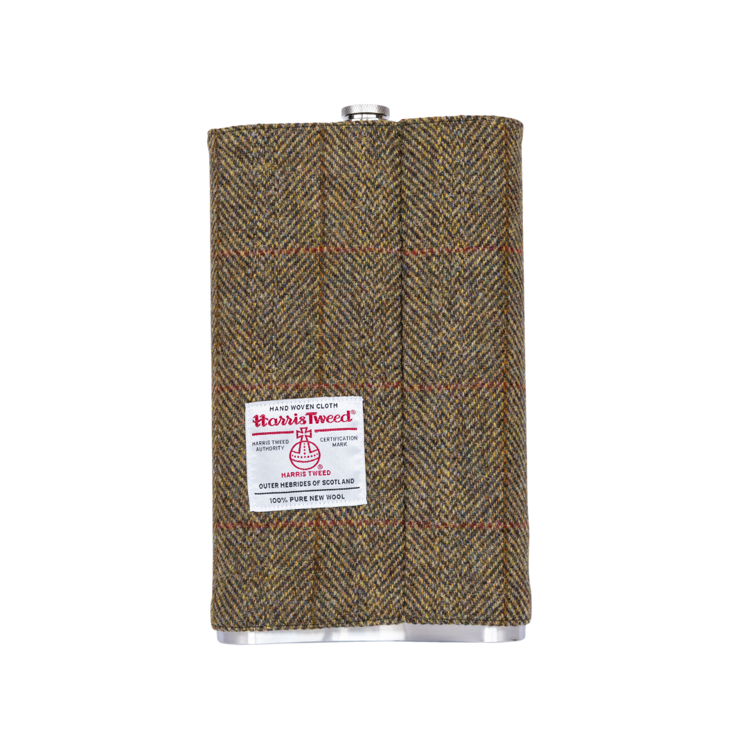 Bothy Distillery Harris Tweed Hip Flask – Extra Large Whisky Flask 500ml