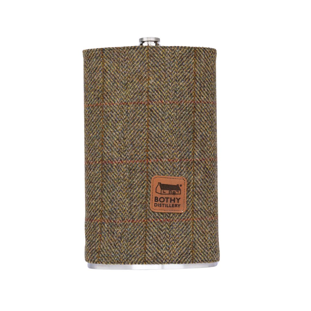 Bothy Distillery Harris Tweed Hip Flask – Extra Large Whisky Flask 500ml