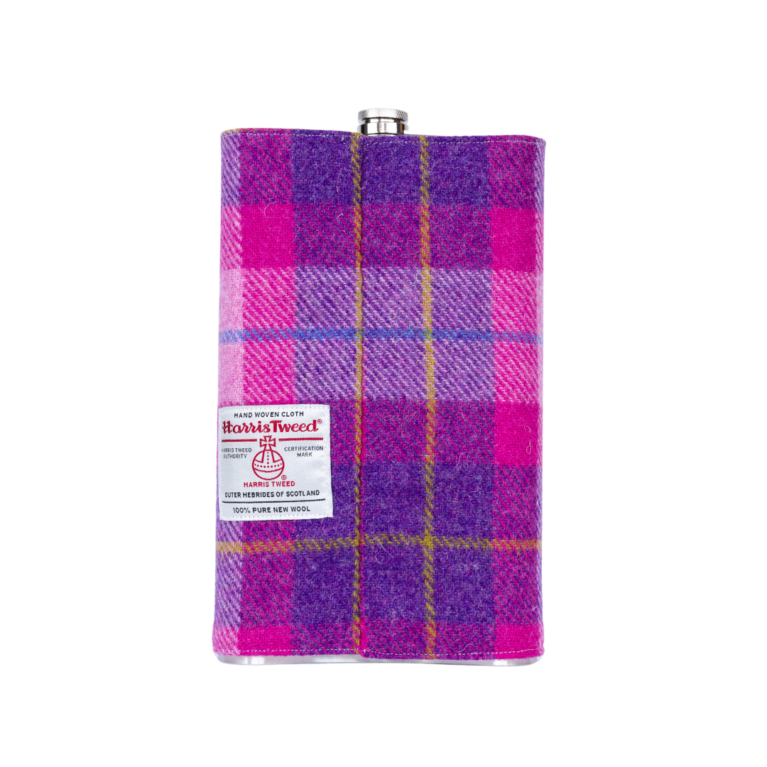 Bothy Distillery Harris Tweed Hip Flask – Extra Large Whisky Flask 500ml