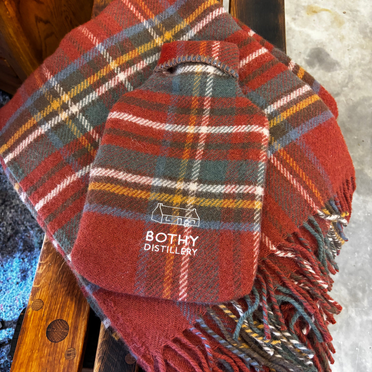 Bothy Distillery Luxury Tartan Hot Water Bottle – Scottish Wool Cover