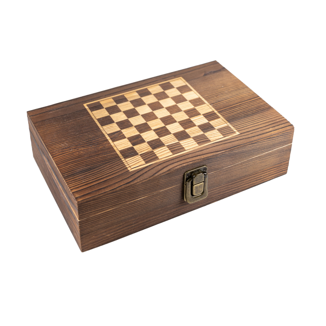 Bothy Distillery Luxury Chess Set with Playing Cards & Branded Hip Flask