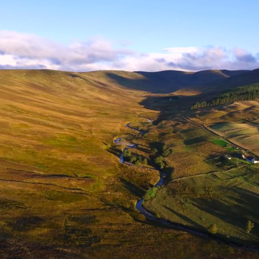 Glen Prosen River aerial view