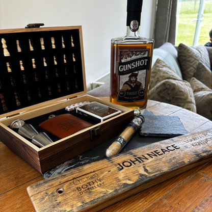 Bothy Distillery Luxury Chess Set with Playing Cards & Branded Hip Flask